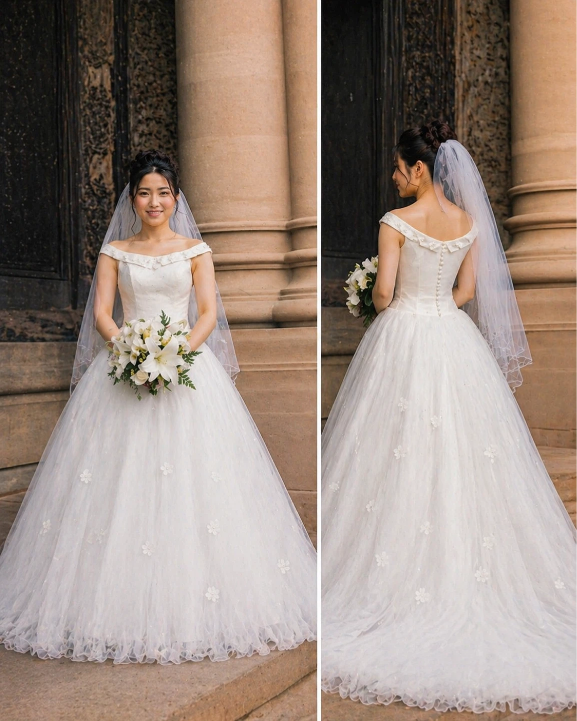 Vintage Alfred Sung Bridal Collection Wedding Gown with Veil - photo 3