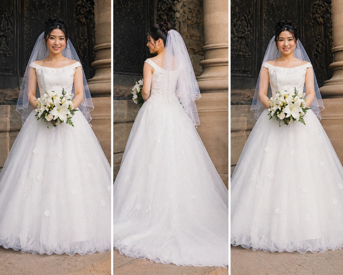Vintage Alfred Sung Bridal Collection Wedding Gown with Veil - photo 4