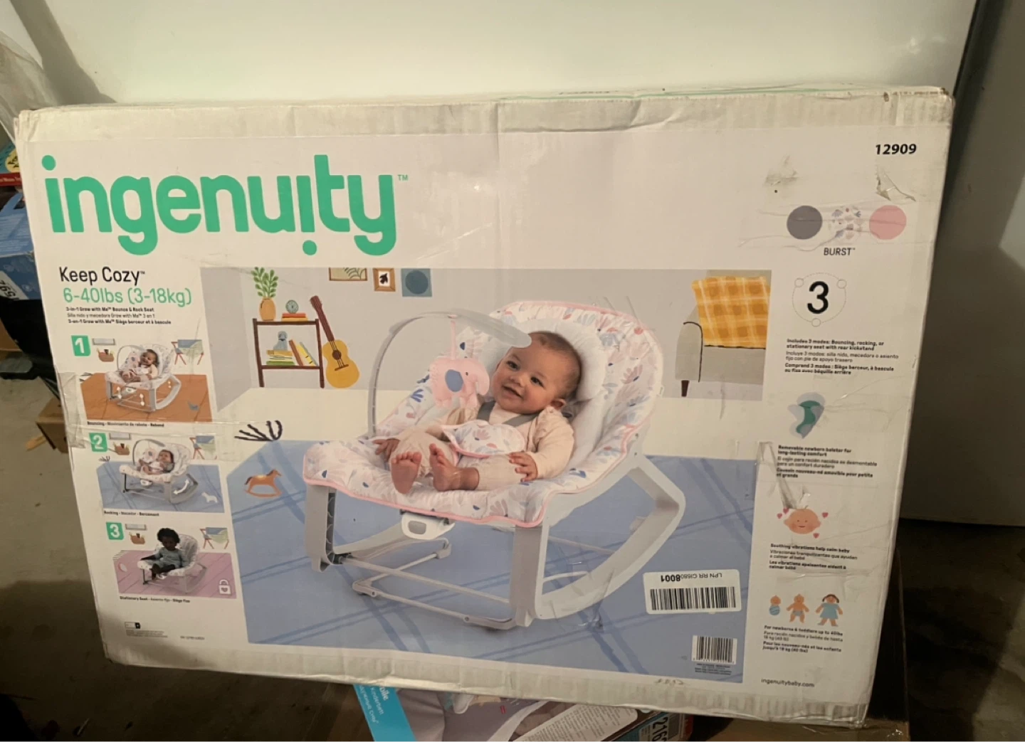 Ingenuity Keep Cozy 3in1 Grow with Me Baby bouncer