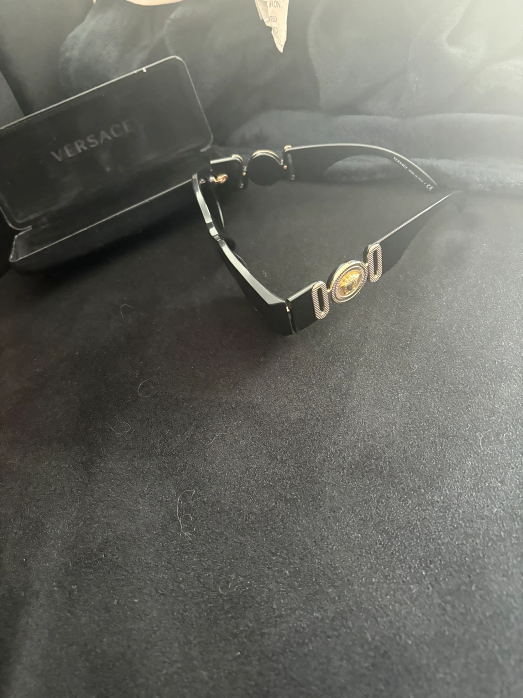 Versace Black Sunglasses with Gold Medusa Details