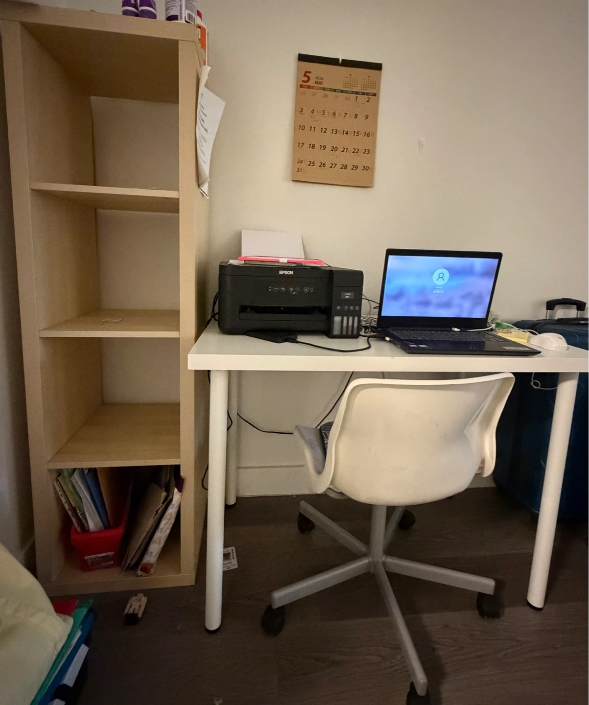 Wooden Shelf Unit plus Ikea study table with free chair