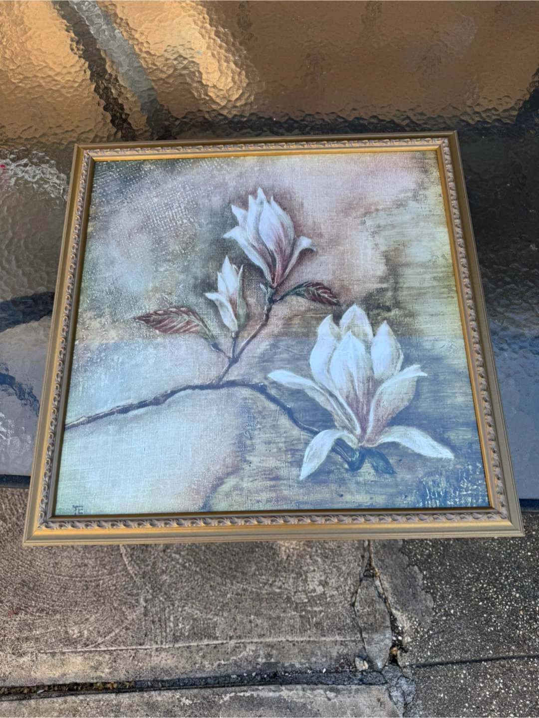 Burlap Magnolia I by Tina Chaden – 24x24 Wall Art Framed