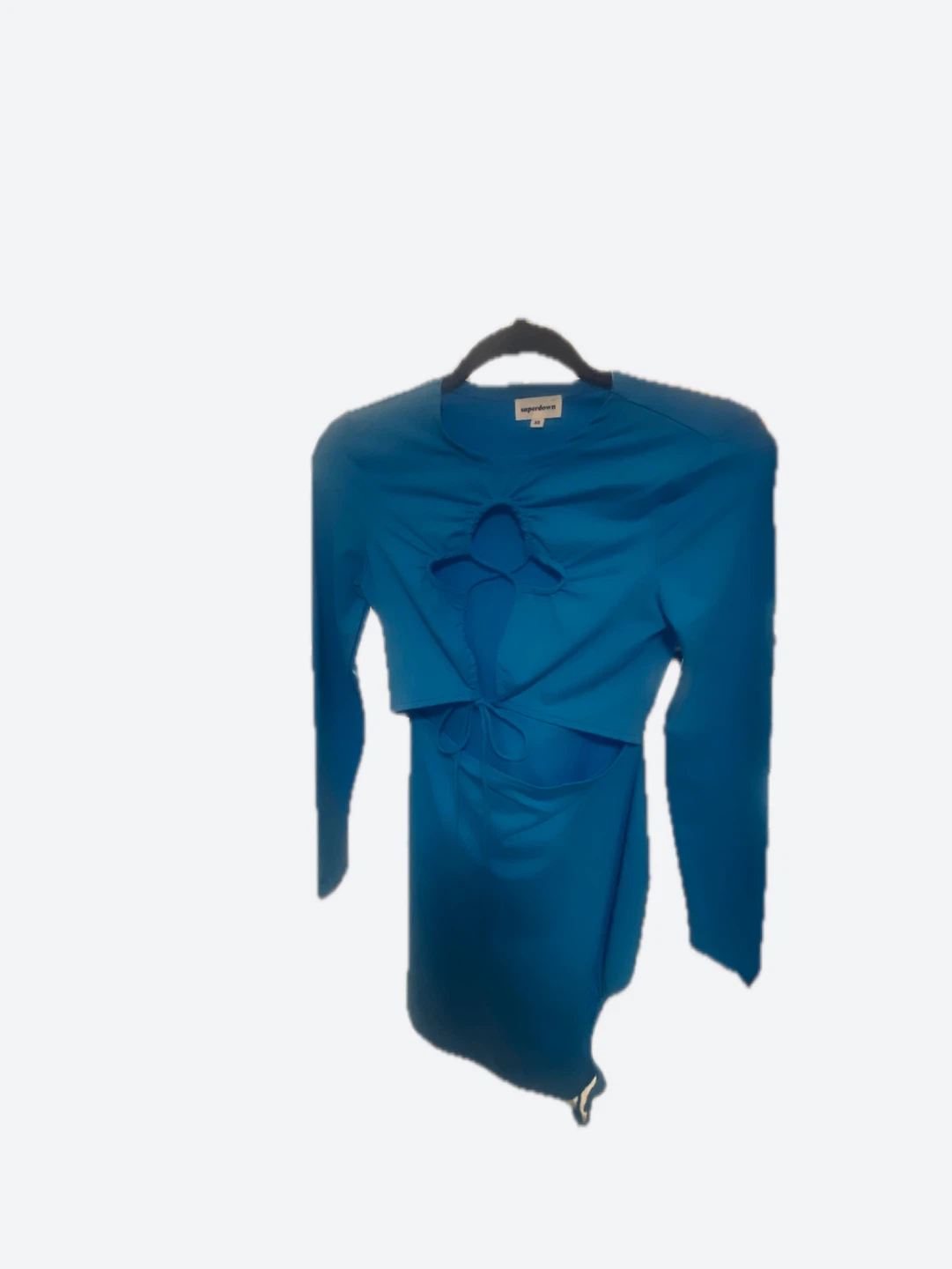 Superdown Blue Cut-Out Long Sleeve Dress