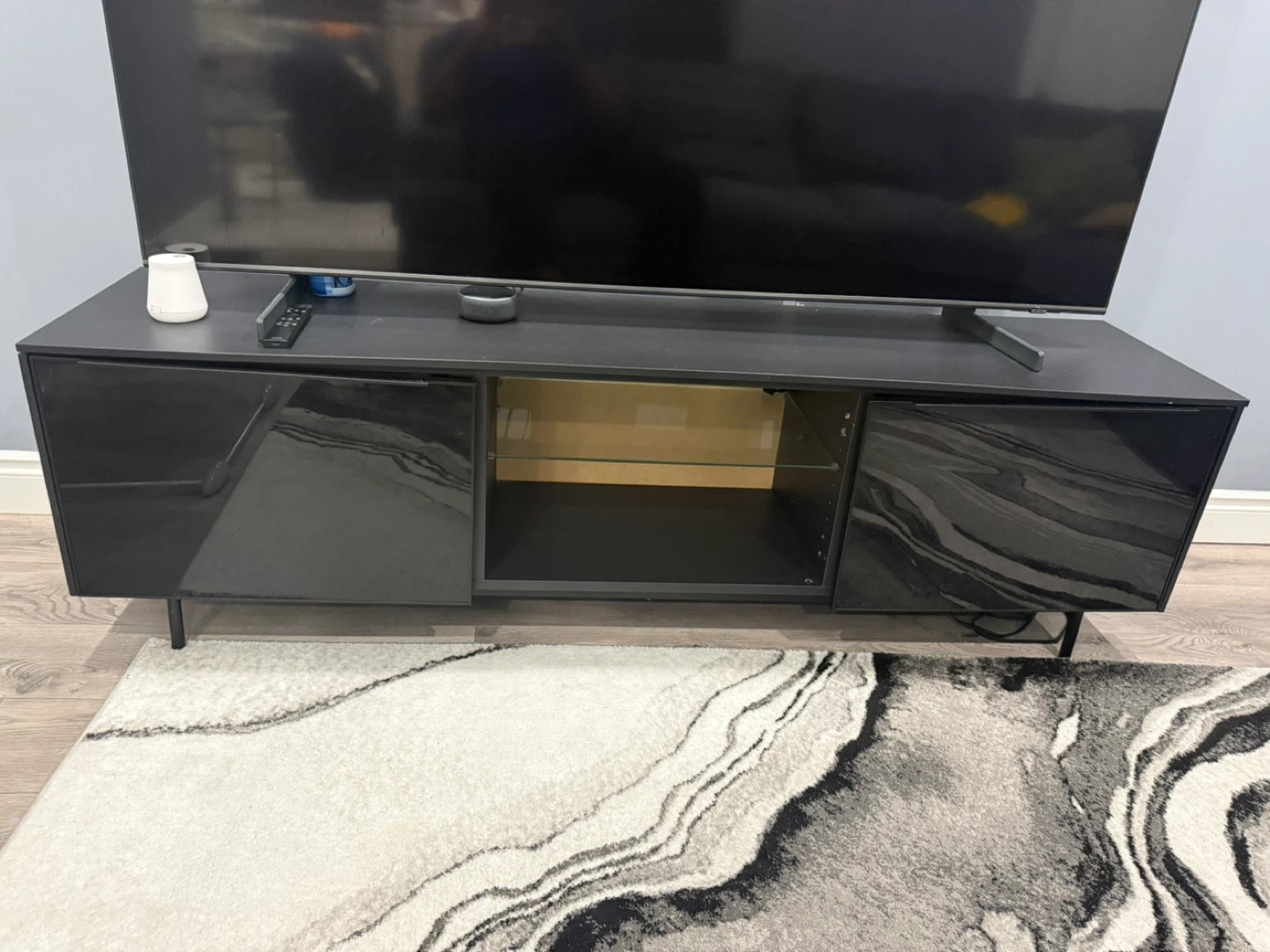 Black Ikea TV Stand with Storage - photo 2