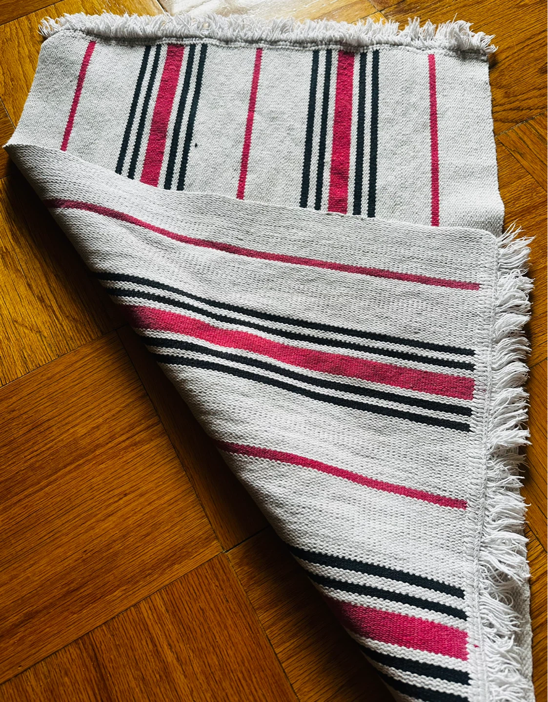 Striped 21”x31” Accent Rug with Fringe - photo 2