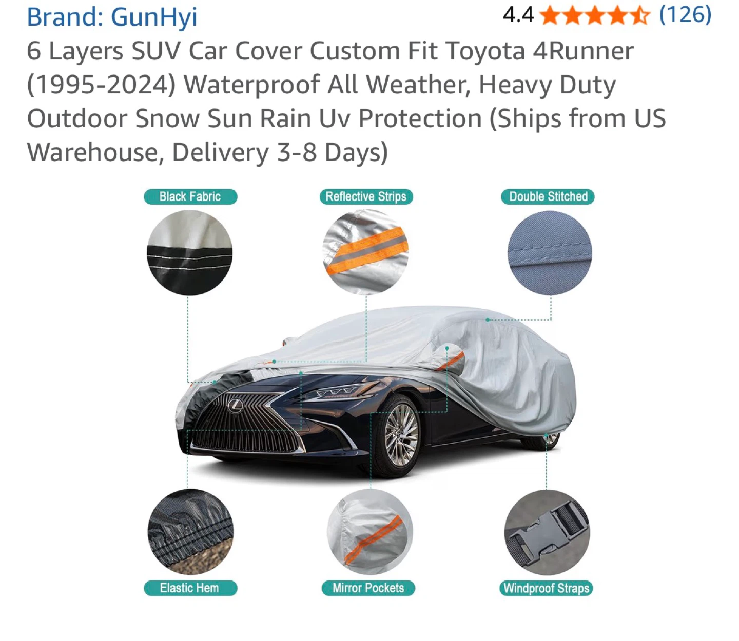 GUNHYI 6 Layers SUV Car Cover Custom Fit Toyota 4Runner - photo 5