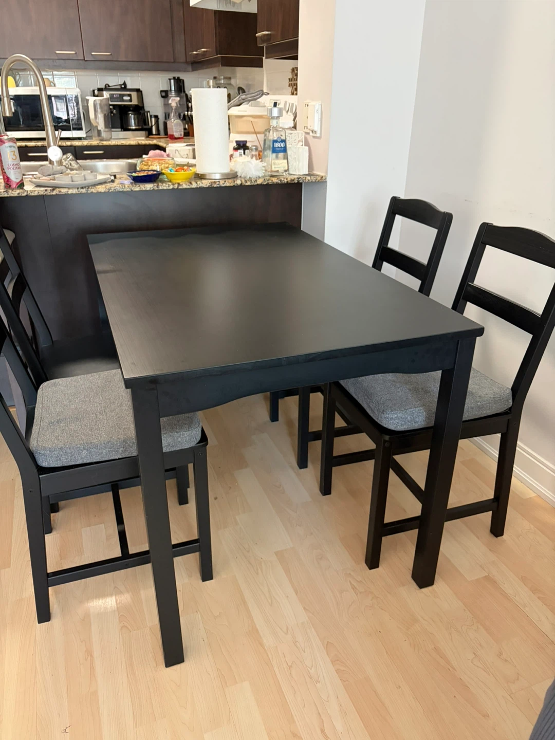 IKEA HÄGERNÄS Table and 4 Chairs - Black Stained Pine