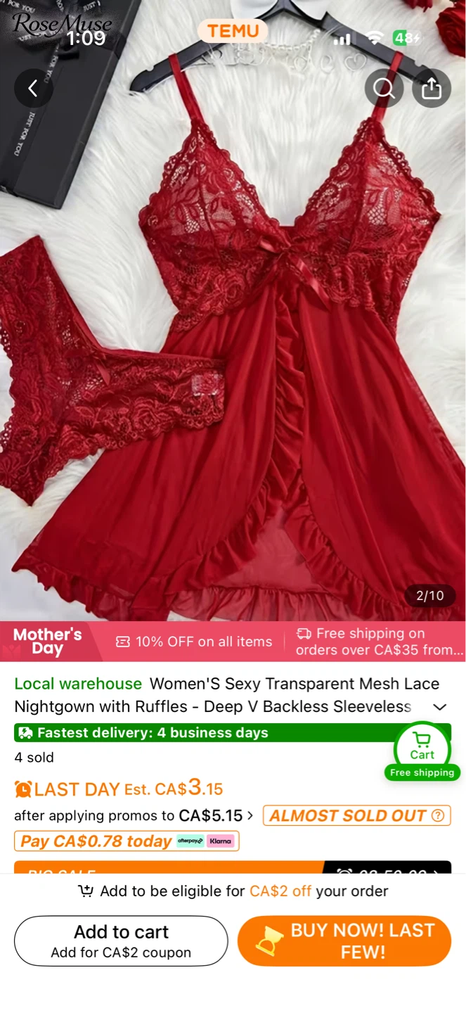 Women's Sexy Transparent Mesh Lace Nightgown with Ruffles - photo 2