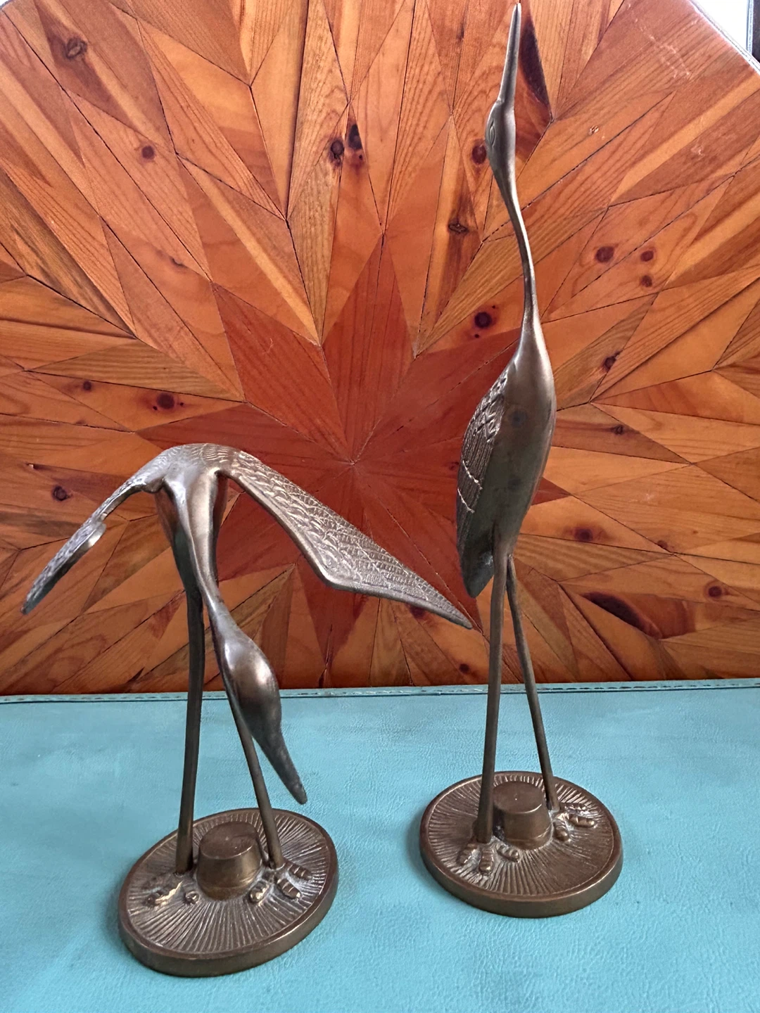 Vintage Brass Crane Figurines - Pair