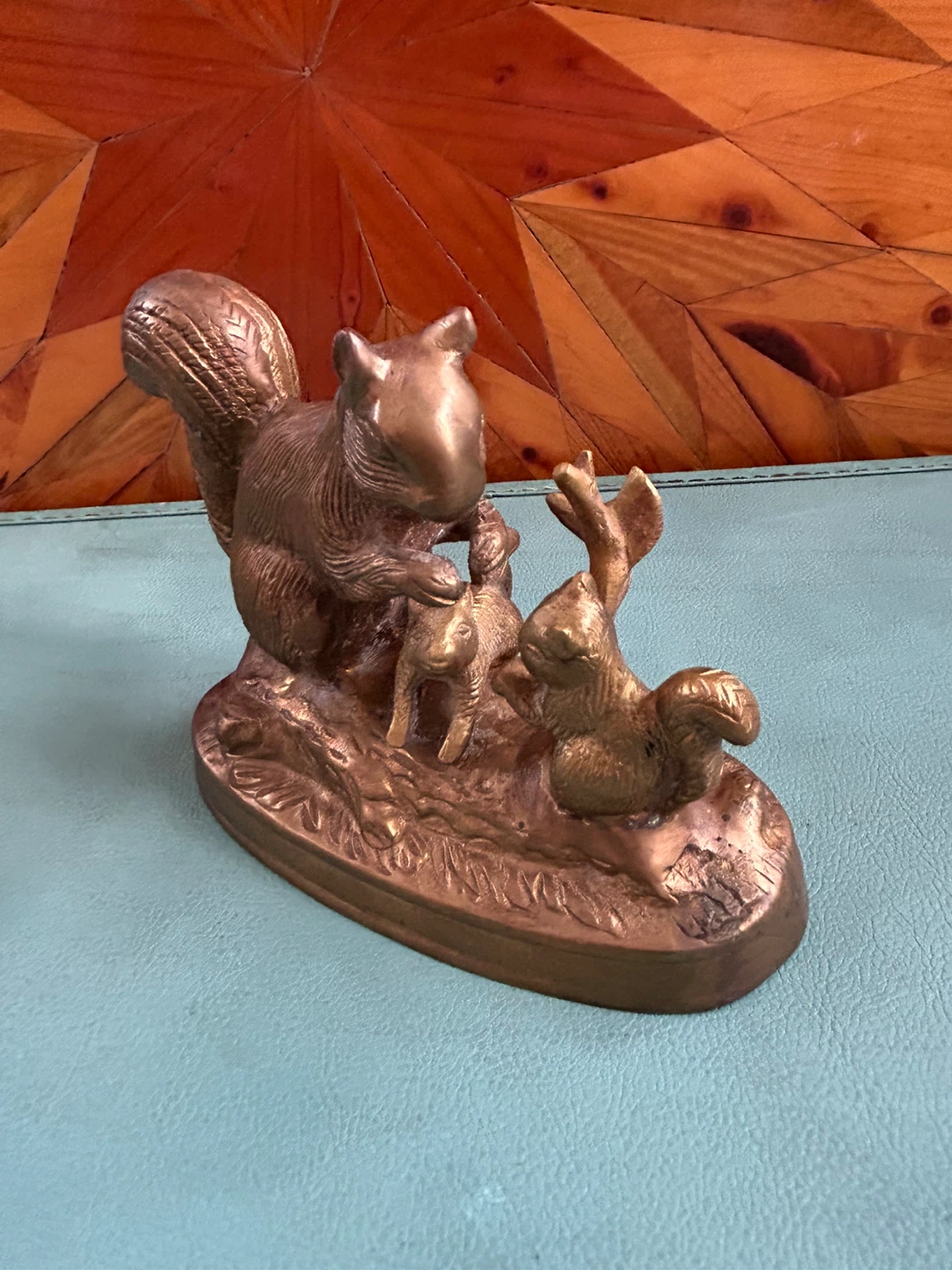 Brass Squirrel Family Figurine