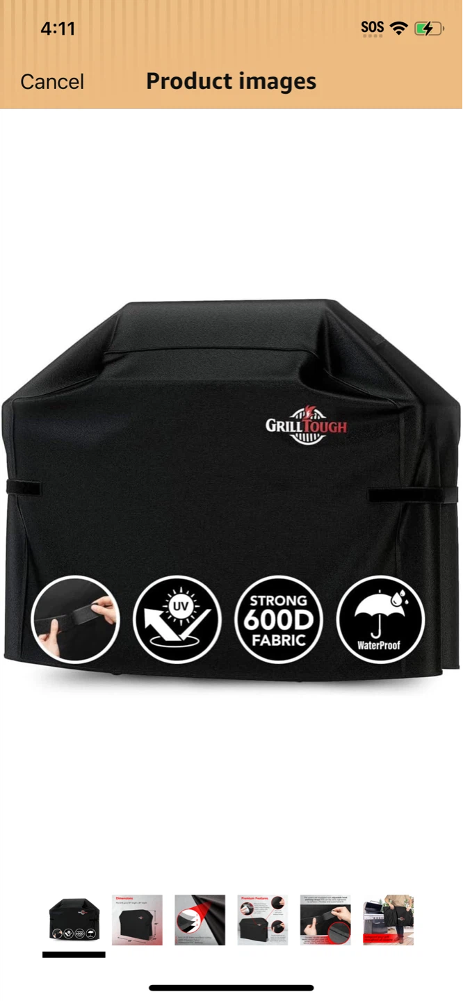 New-GrillTough Black Grill Cover