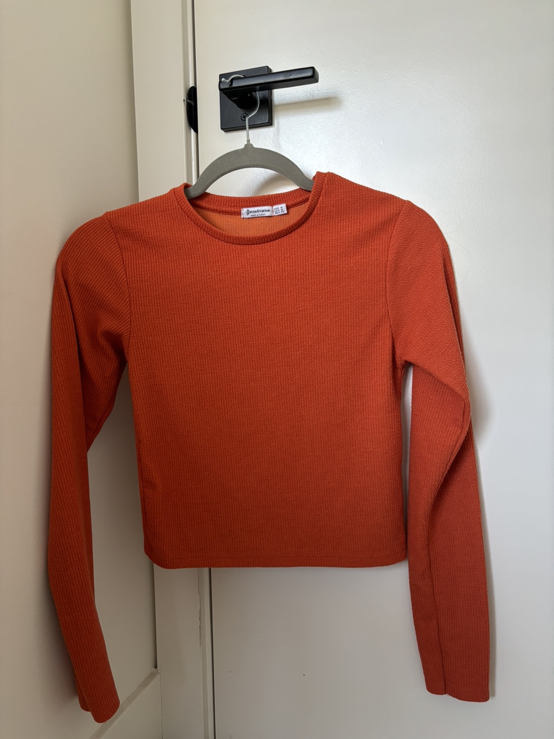 Stradivarius Orange Long Sleeve Textured Top - Medium