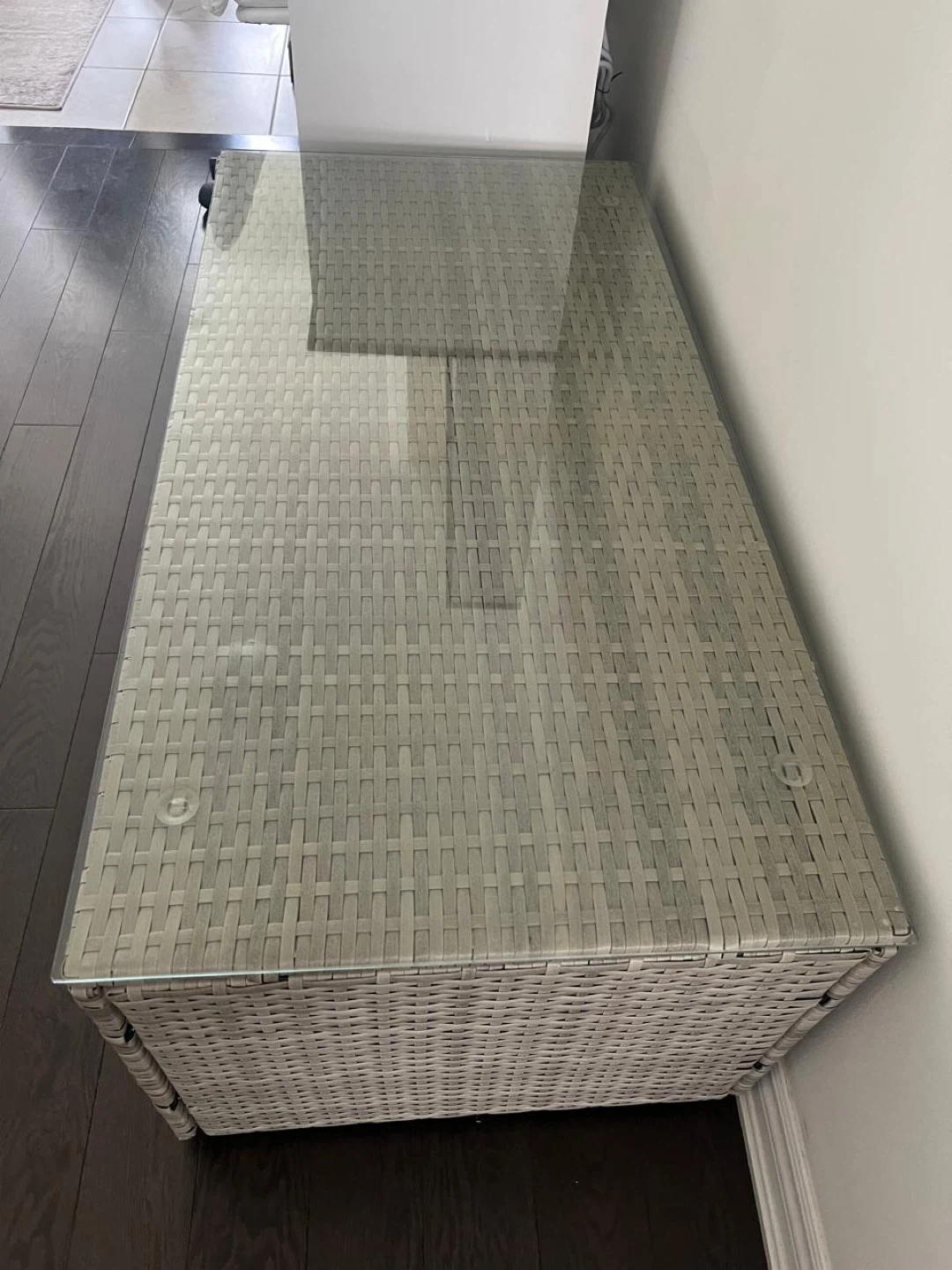 Woven Outdoor Coffee Table with Glass Top - photo 4