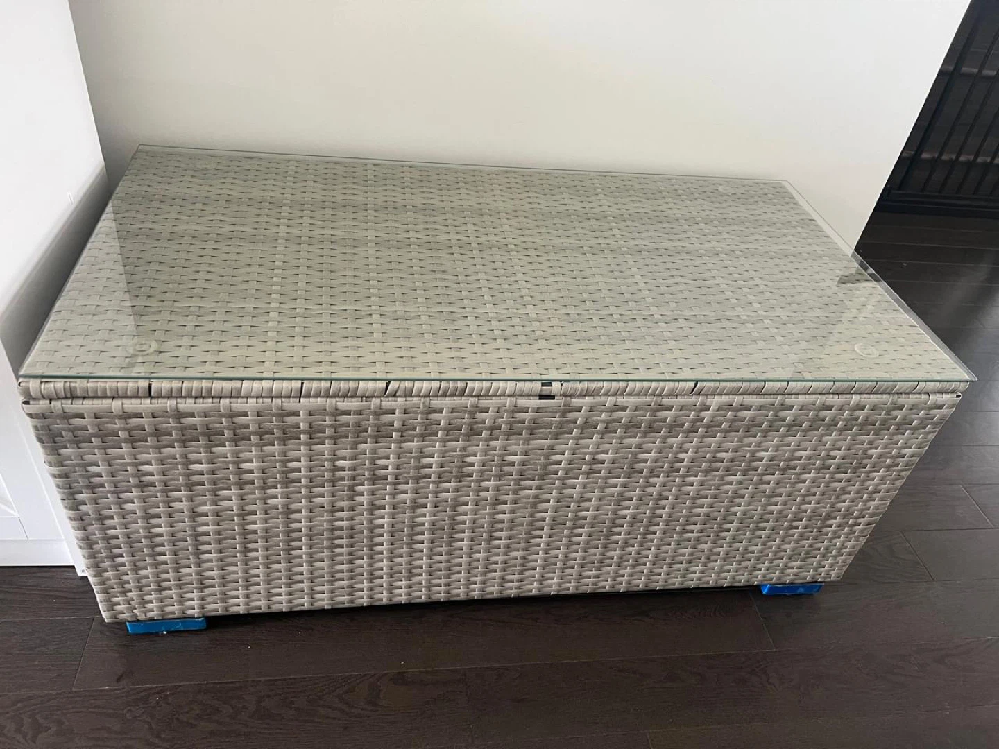 Woven Outdoor Coffee Table with Glass Top - photo 2