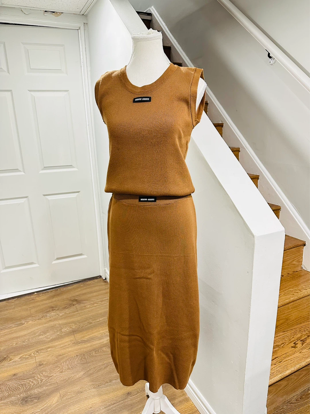 Brown Knit Sweater Dress Set