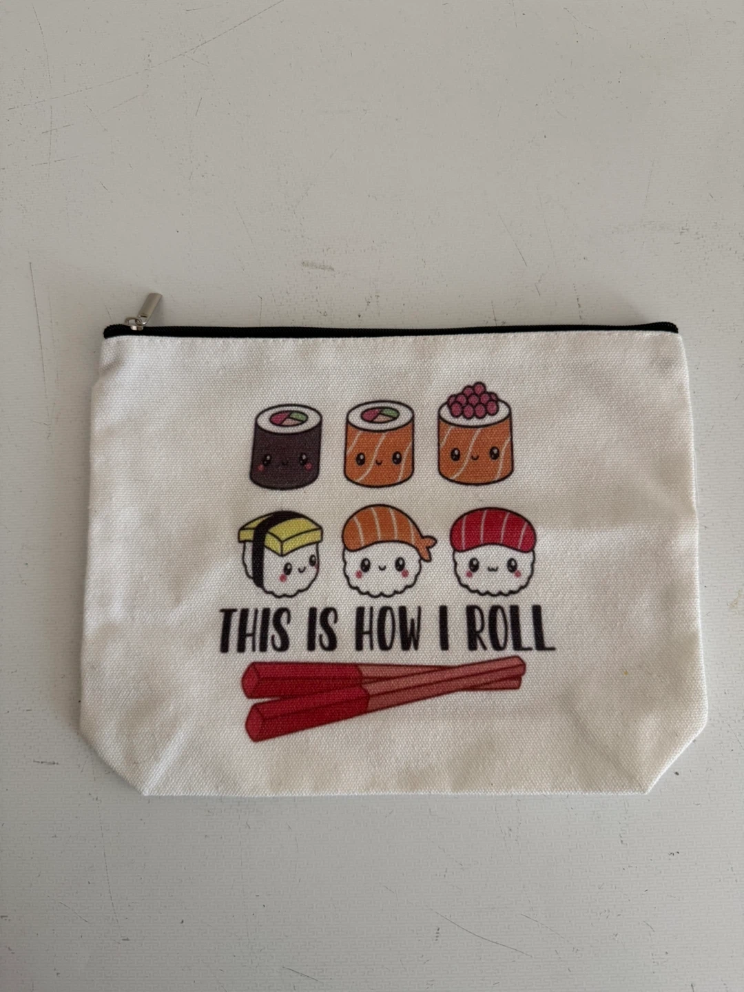 Canvas Pouch/Makeup Bag with Sushi Design