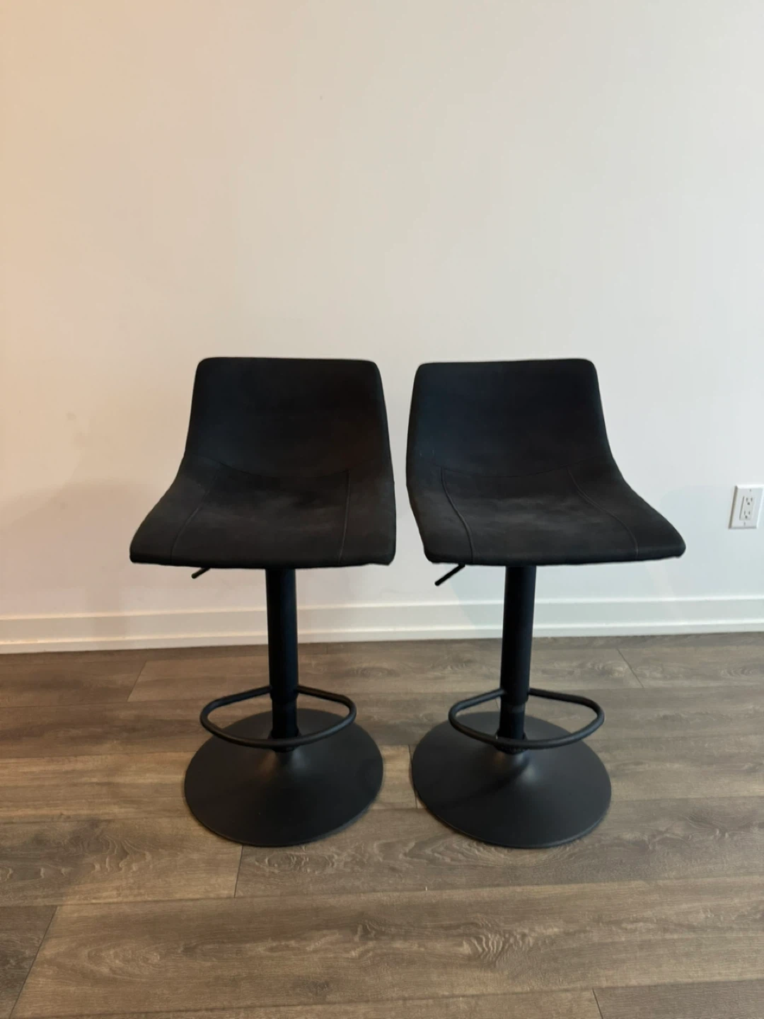 Black Adjustable Bar Stools - Set of 2