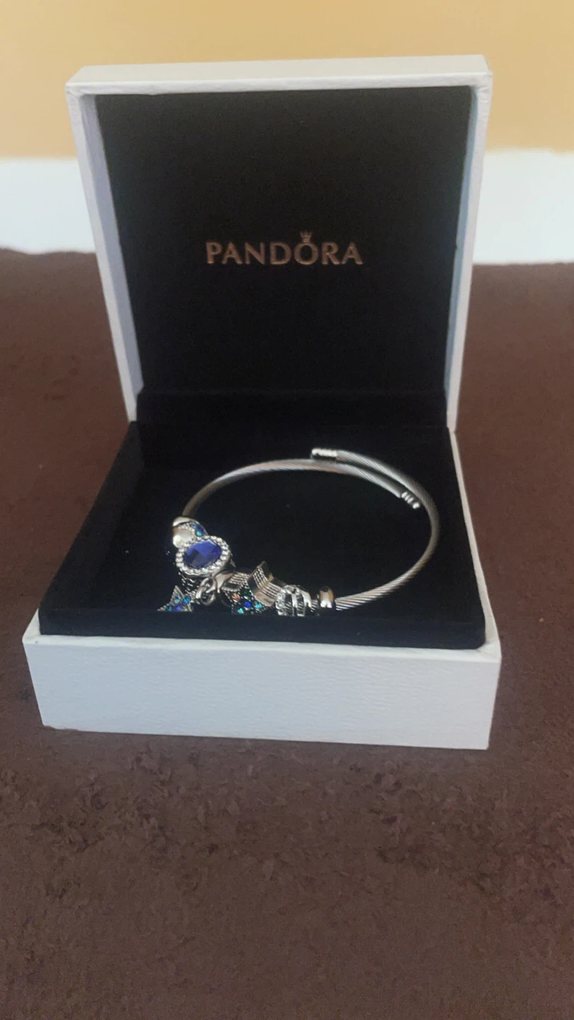 Pandora Silver Bracelet with Charms and Blue Stone - photo 2