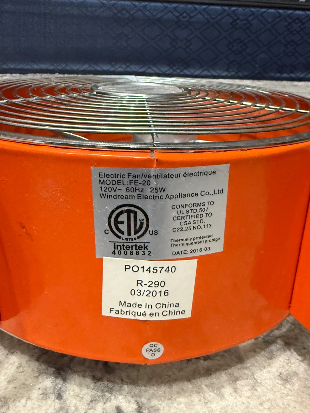 Windream Electric Fan FE-20 Orange - photo 4