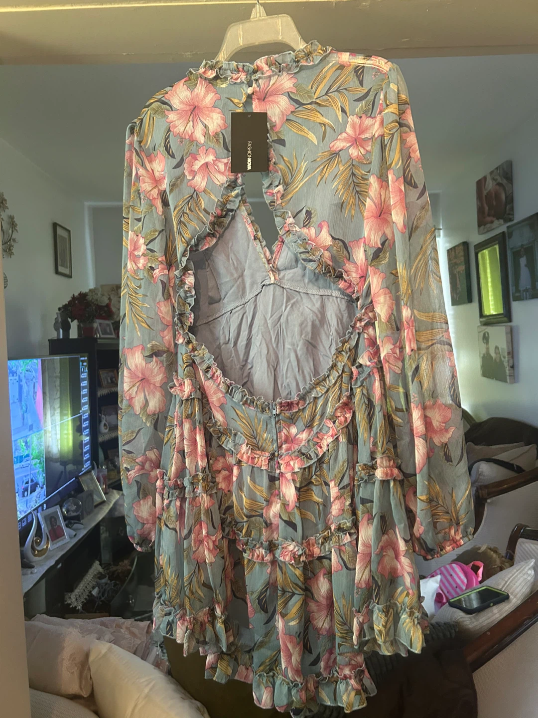 Fashion Nova Floral Ruffle Mini Dress XL - photo 3