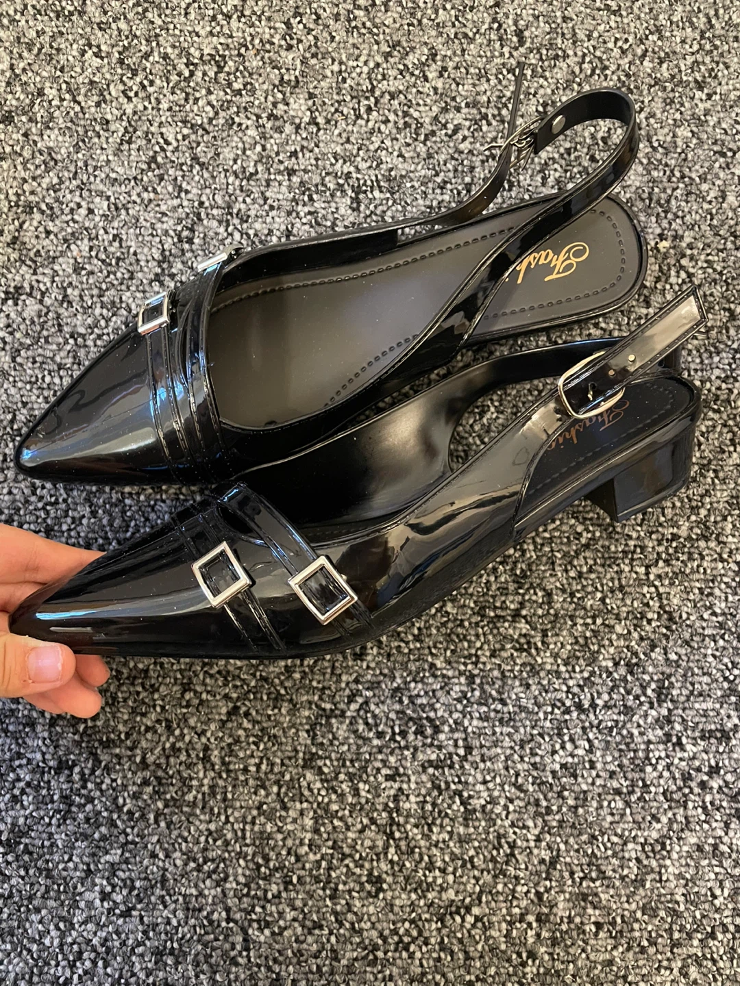 Black Slingback Pointed Toe Flats - photo 2