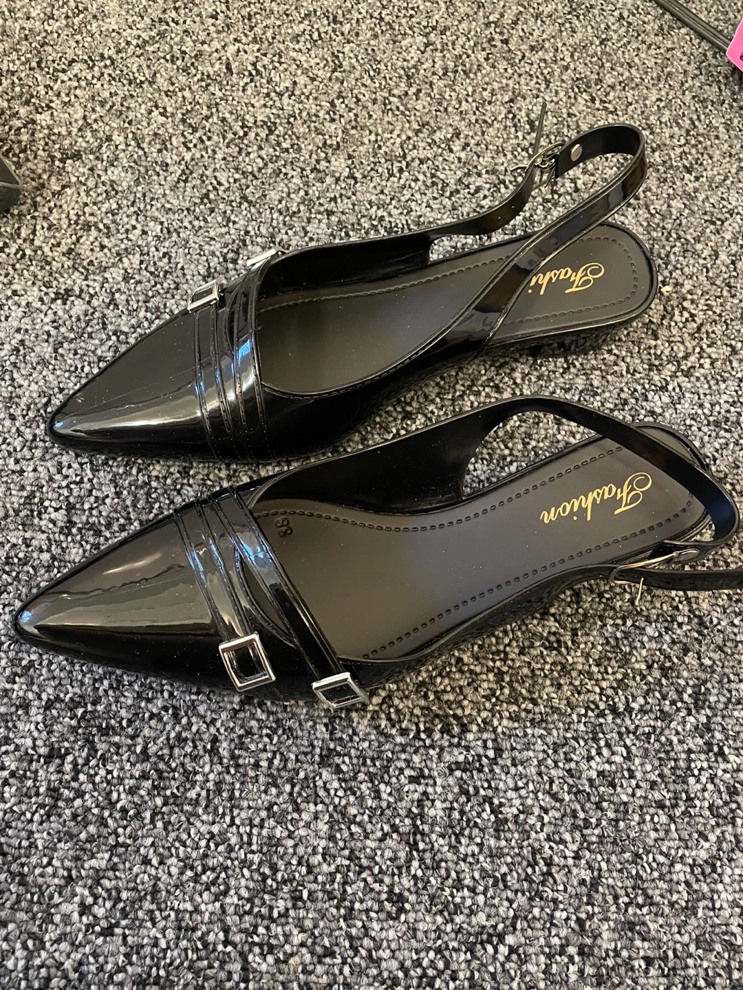 Black Slingback Pointed Toe Flats