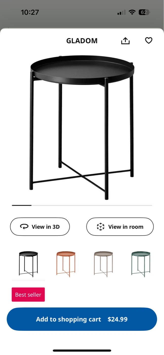 IKEA GLADOM tray table - black