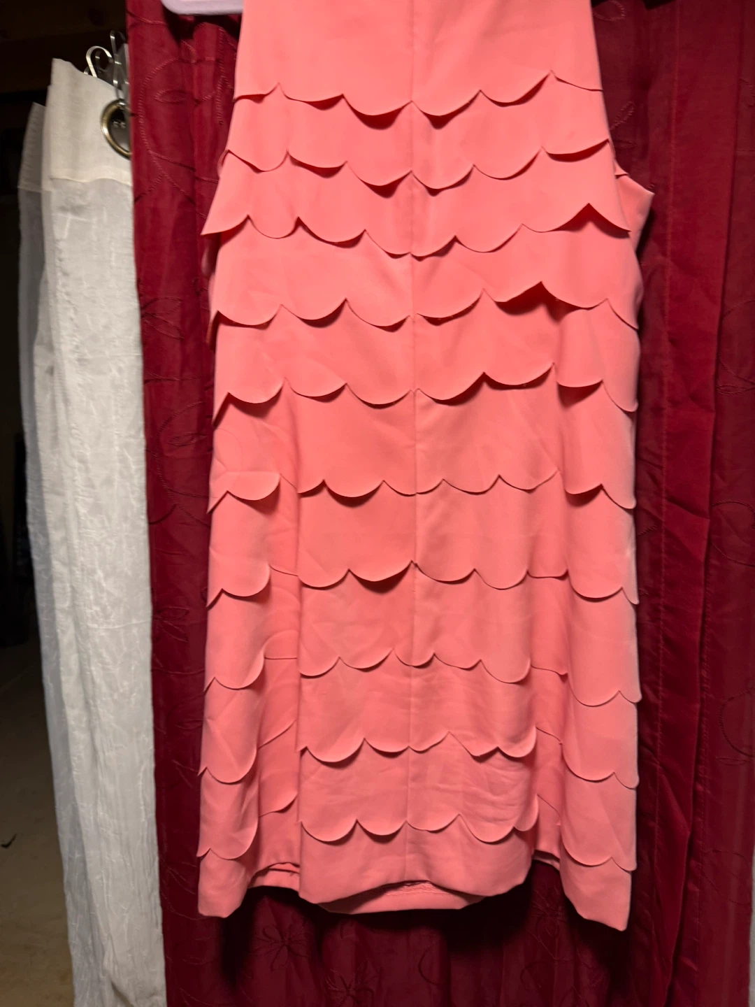 White House Black Market Pink Scallop Shift Dress Size 8 - photo 3