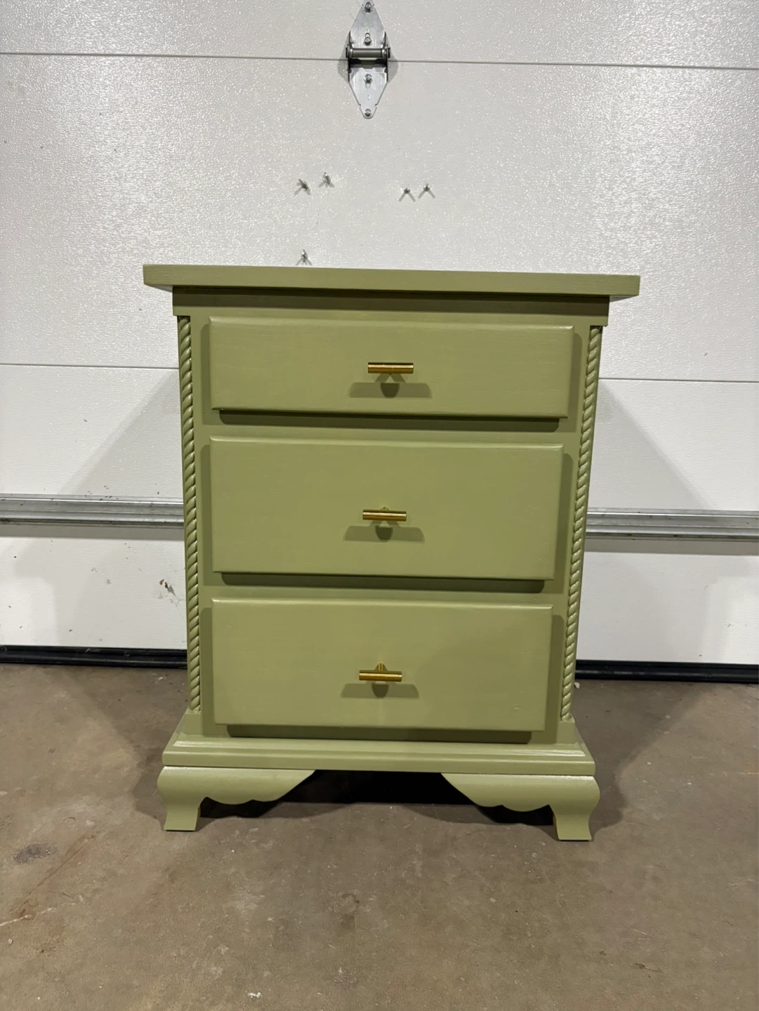 Sage Green 3-Drawer Nightstand with Gold Hardware - photo 2