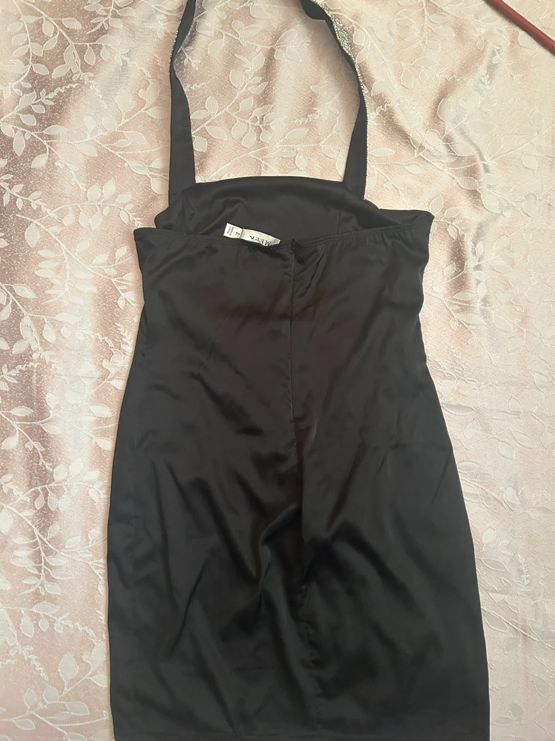 Meek Black Satin Dress with Sparkle Straps Size L - photo 3