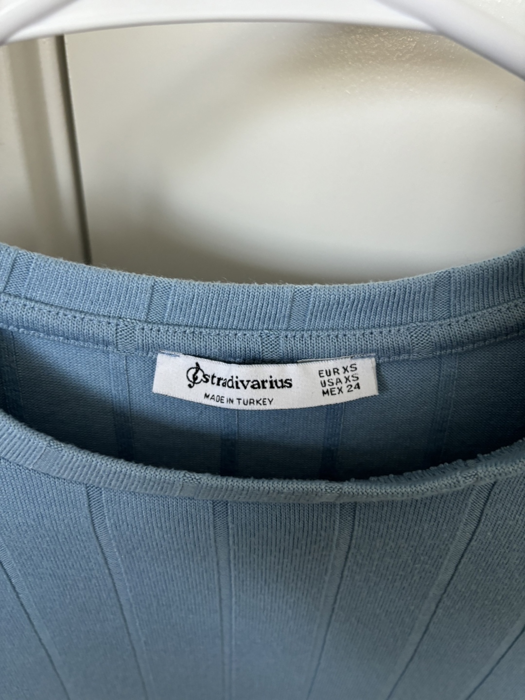 Stradivarius Blue Ribbed Cropped T-Shirt - Size XS - photo 2