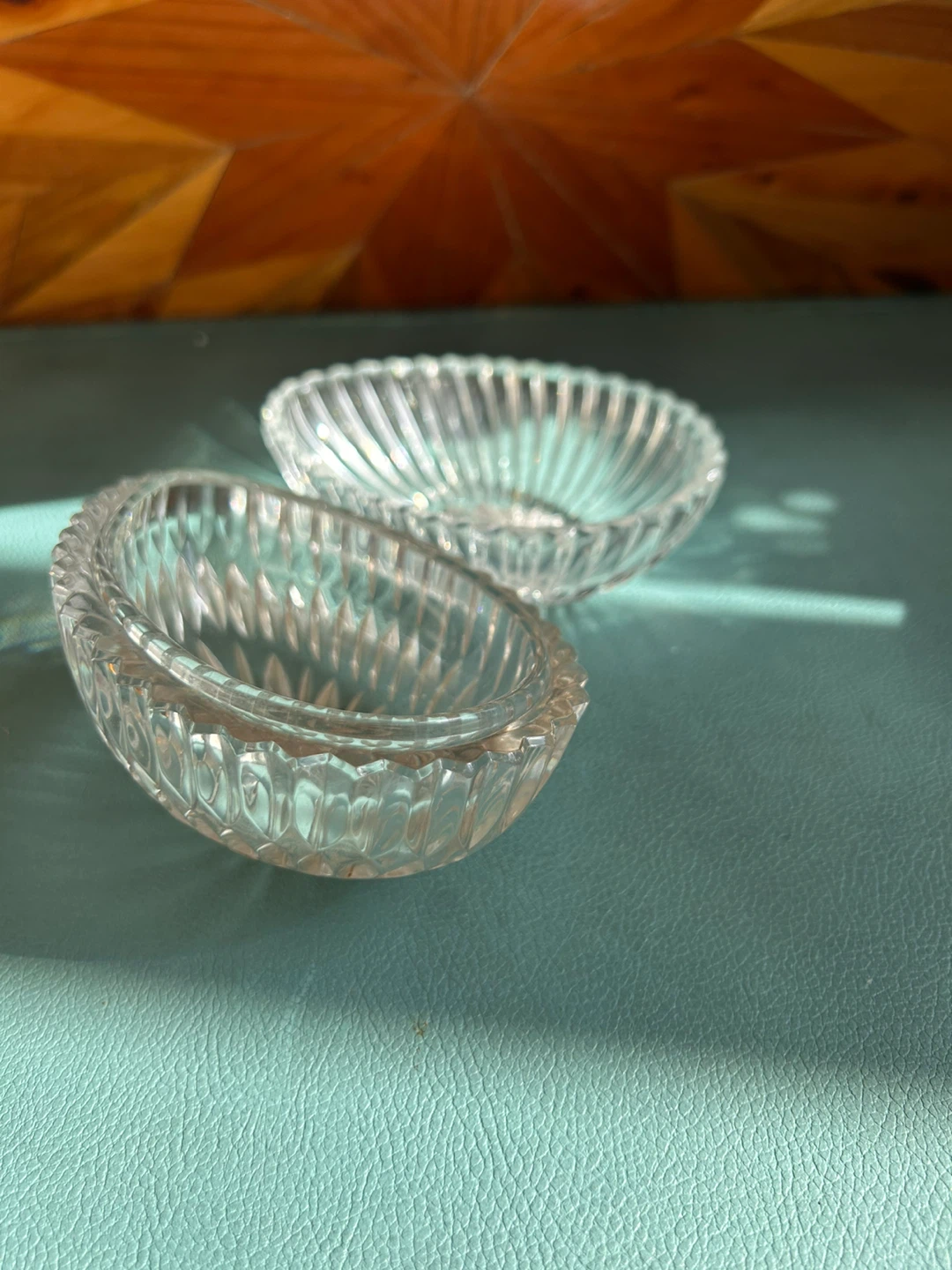 Set of 2 Clear Cut Glass egg shape