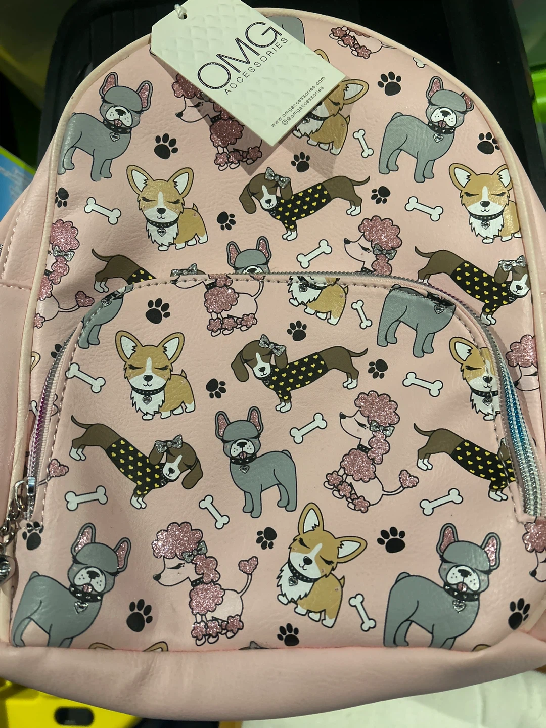 OMG Accessories Pink Dog Print Backpack