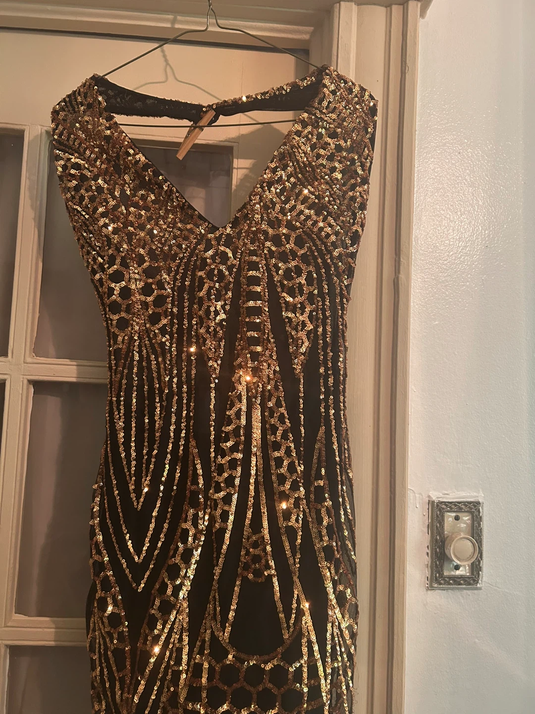 Black & Gold Sequin Halter Dress - photo 2
