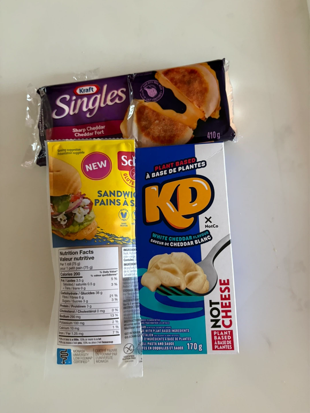 Free - Kraft Singles , 2x KD plant based. 1 gluten free bun