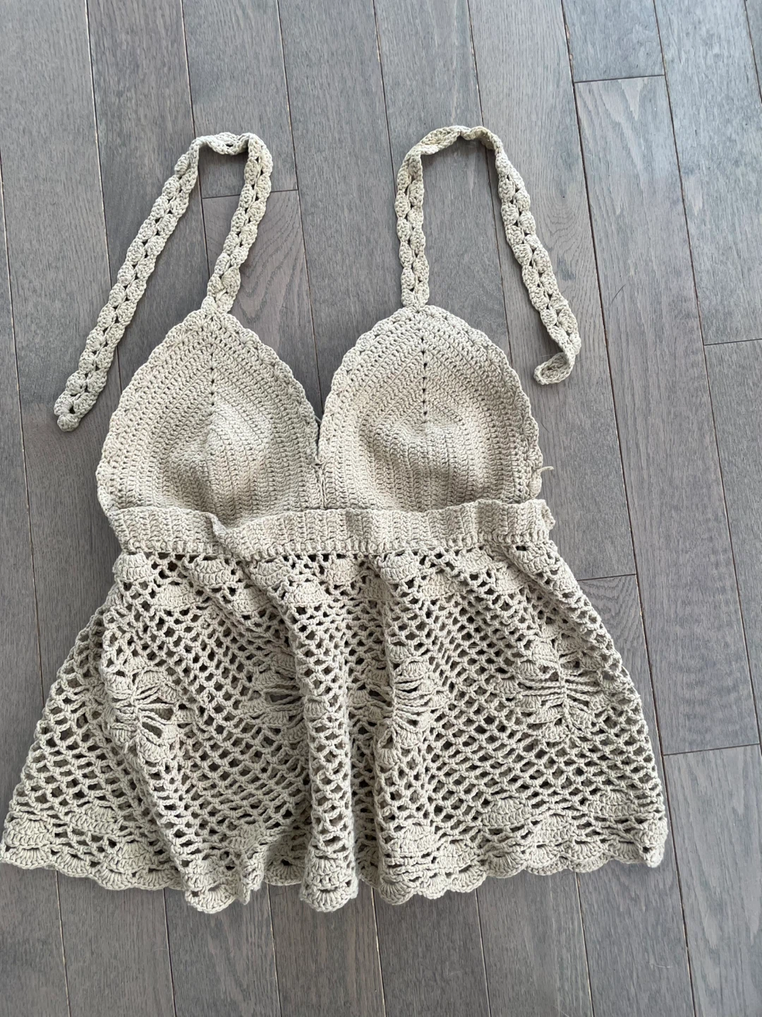 Beige Crochet Halter Top