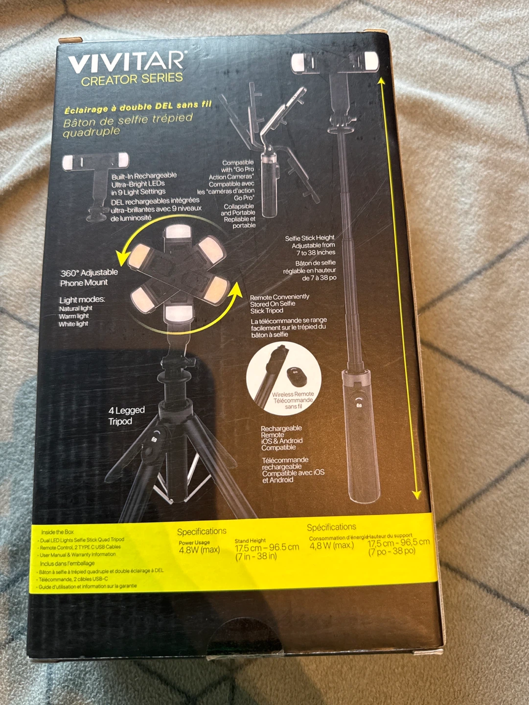 Vivitar Creator Series Selfie Stick Tripod with LED Lights - photo 2