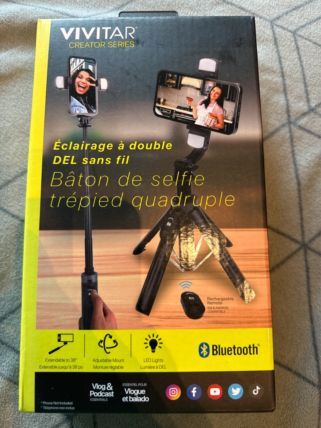 Vivitar Creator Series Selfie Stick Tripod with LED Lights