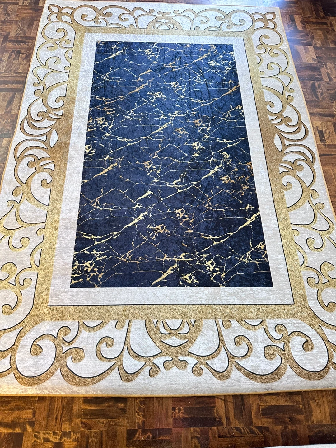 Area Rug - Black Marble Design with Gold Accents - photo 4