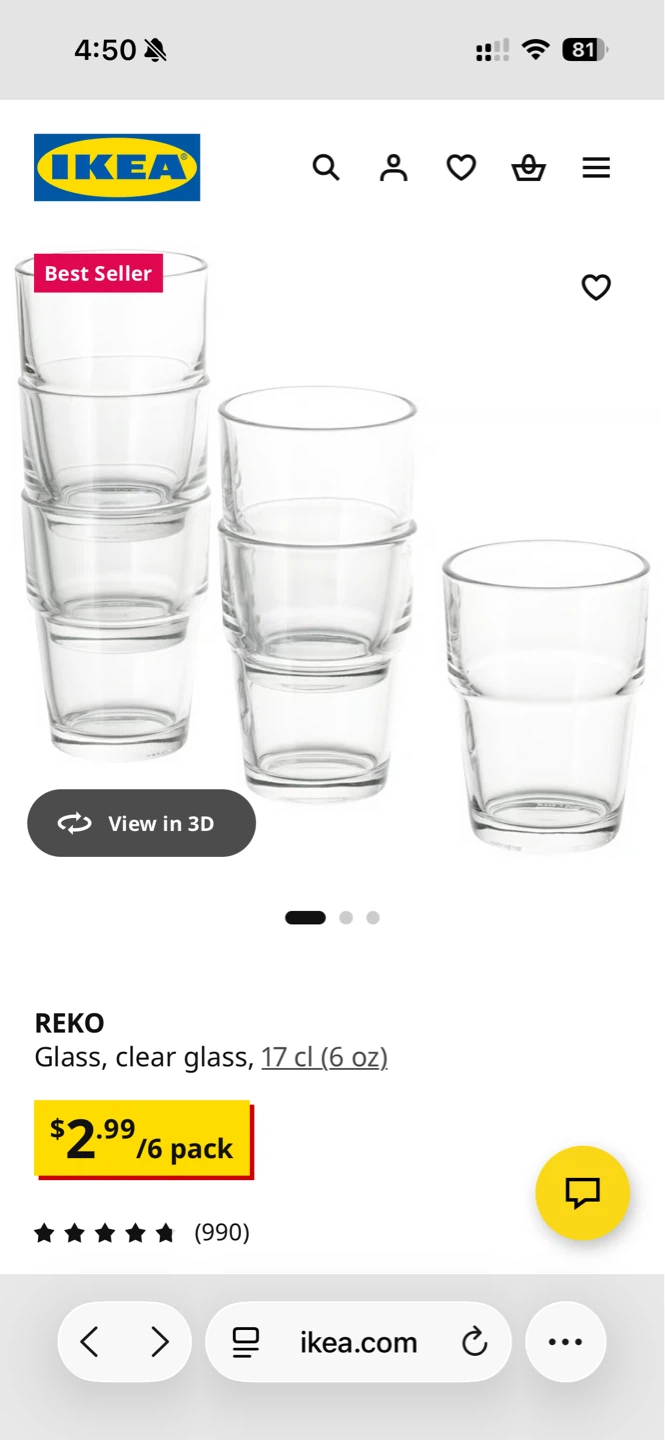 IKEA REKO Shot Glasses (6 oz, Clear Glass) - Set of 6 - photo 2
