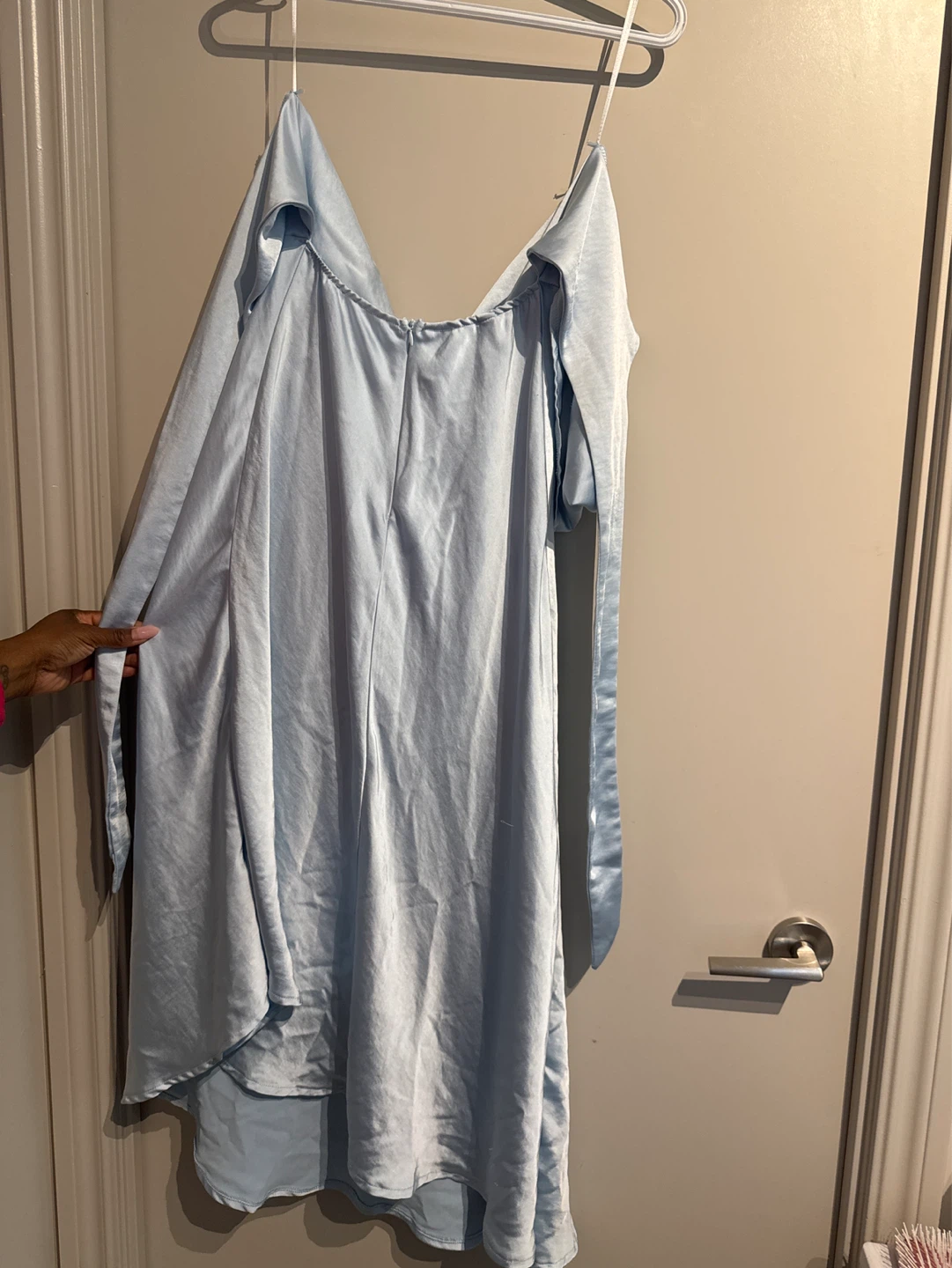 Light Blue Satin Midi Dress - photo 3