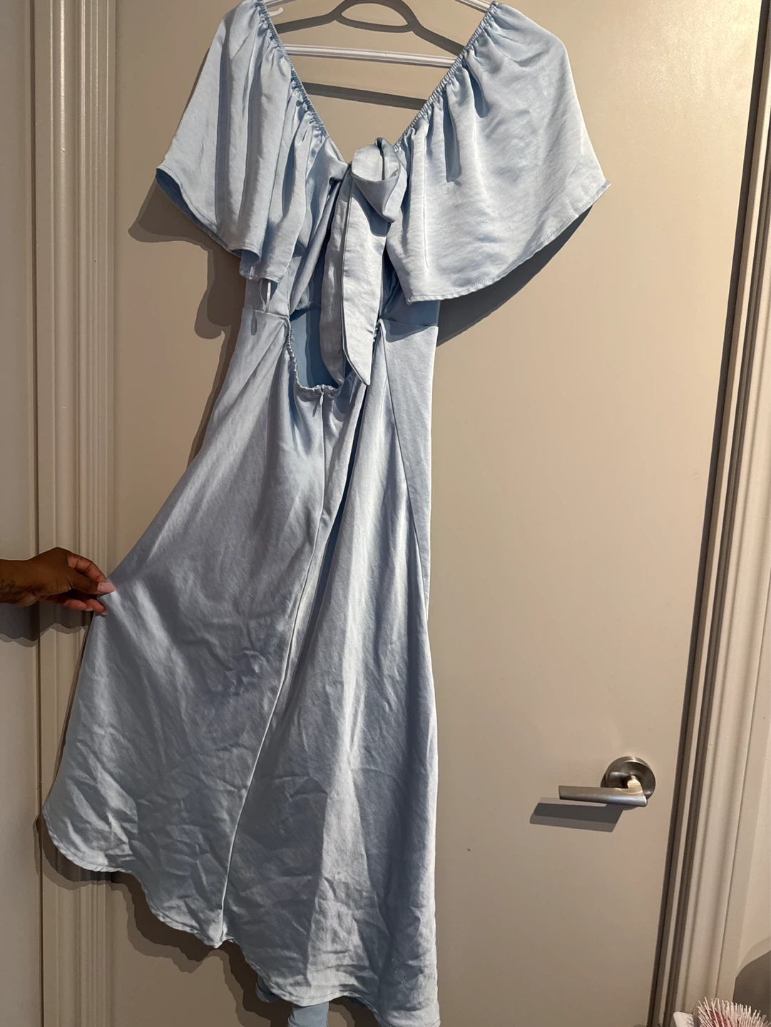Light Blue Satin Midi Dress - photo 2