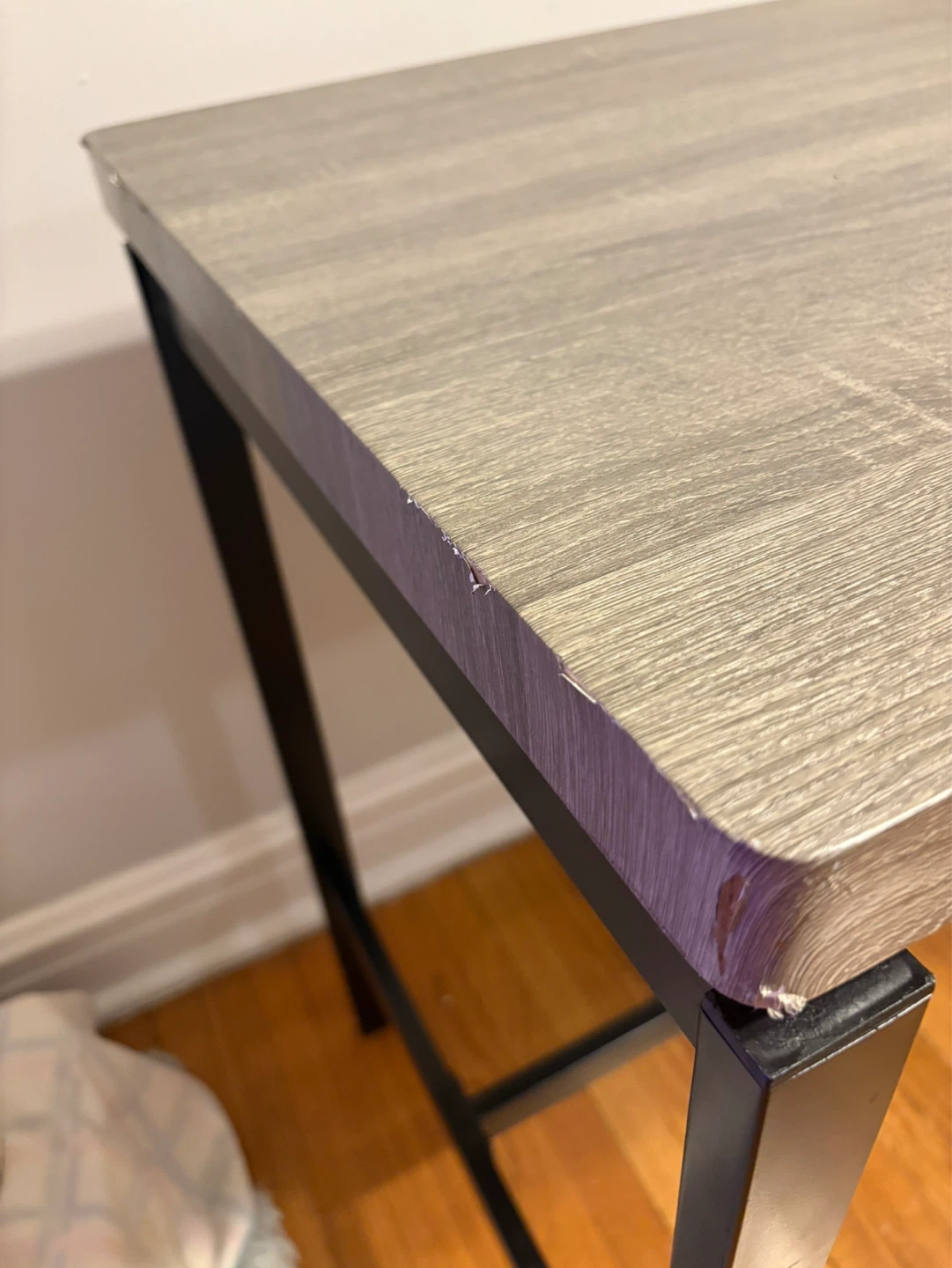 Gray Wood Grain Dining Table with Black Metal Frame - photo 5