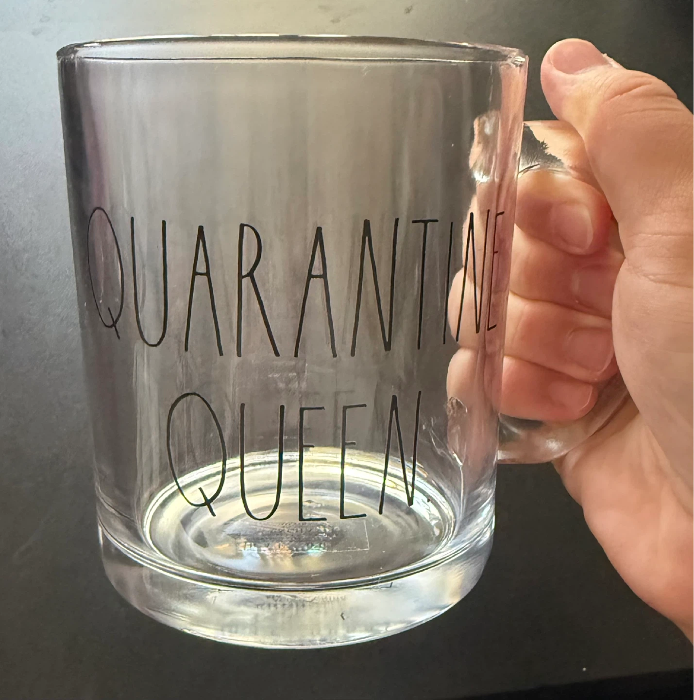 Rae Dunn "Quarantine Queen" Glass Mug