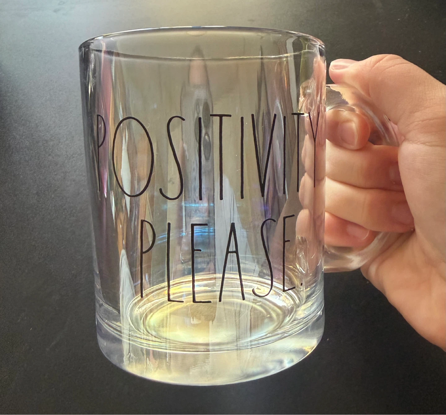 Rae Dunn "Positivity Please" Glass Mug