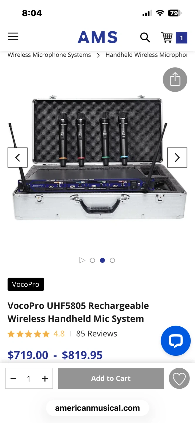 VocoPro UHF5805 Rechargeable Wireless Handheld Mic System
