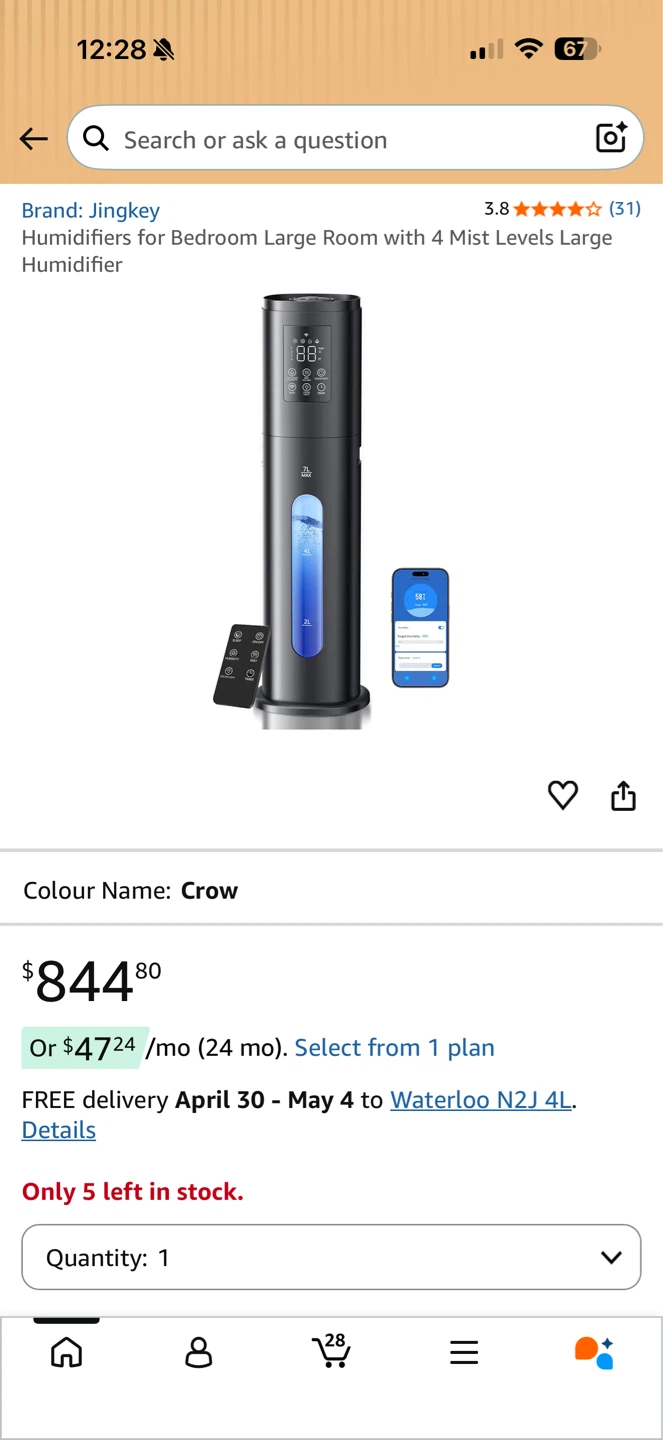 SMART HUMIDIFIER 7L LARGE ROOM – REMOTE – LIKE NEW 🔥