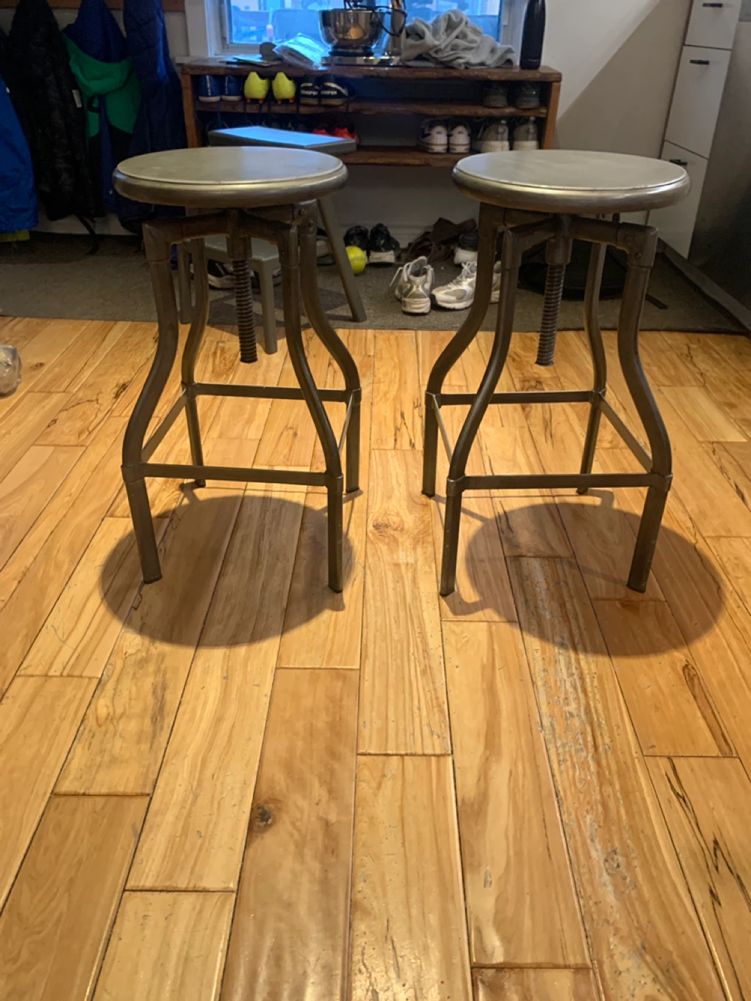 2 Adjustable Bar Stools Industrial Style