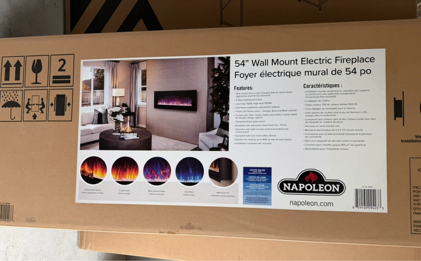 Napoleon 54" Wall Mount Electric Fireplace
