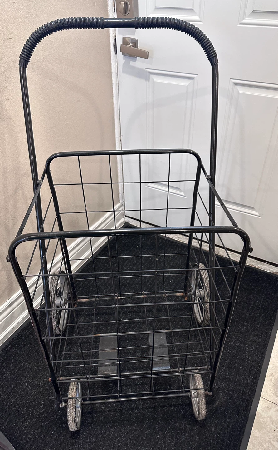 Black Metal Rolling Shopping Cart